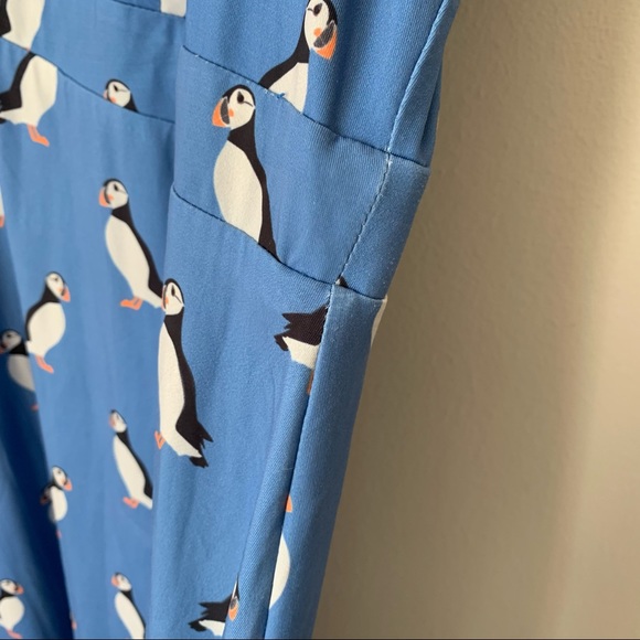 Lindy Bop Juliet Blue Puffin Print Stretchy Vintage Retro Dress - Picture 6 of 8